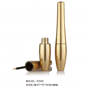 New Style Round Plastic Metallize Spayed Golden Eyeliner Tube For Cosmetic Packaging