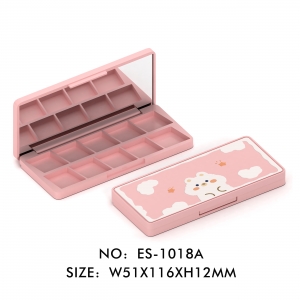 New Arrival Cute 3D Printing Lid Rectangle 10 Wells Eyeshadow Palette Cosmetic Packaging