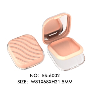 Hot Selling Wave Pattern Empty Plastic Compact Powder Case for Cosmetic Packaging 