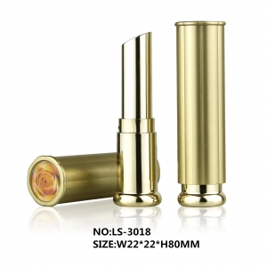 Hot Selling Round Elegant Glossy Lipstick Case For Cosmetic with Customized Pattern on Top
