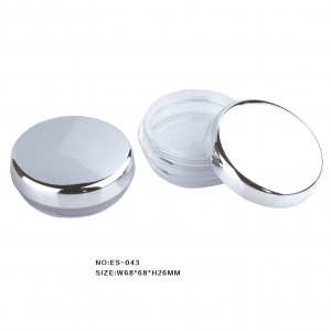Factory In Stock Round Silver Flip Lid Makeup Clear Loose Powder Case with Sifter